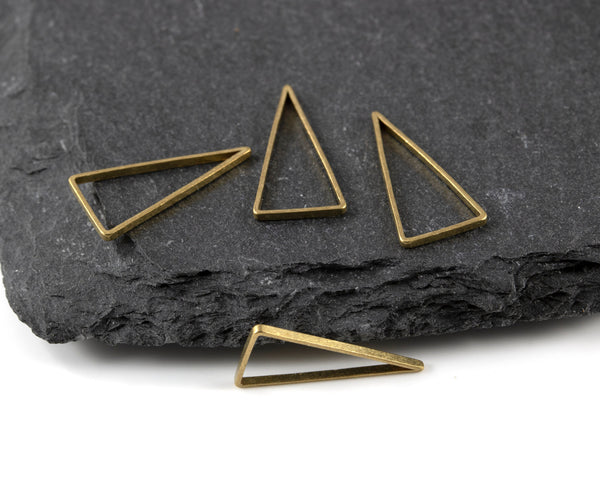 24 x Open Triangle Raw Brass Bezel Links, Triangle Linking Rings, 14x7mm (C0370)