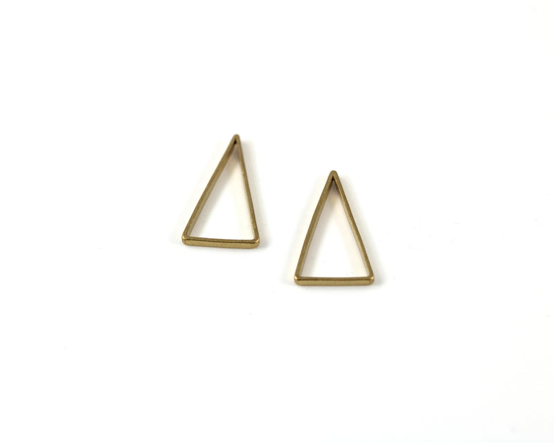 24 x Open Triangle Raw Brass Bezel Links, Triangle Linking Rings, 14x7mm (C0370)