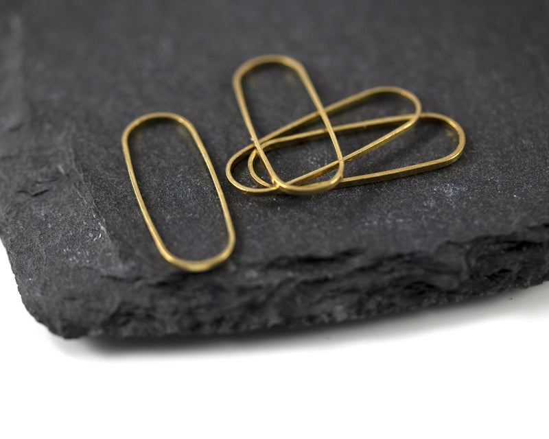 24 x Raw Brass Open Oval Connectors, 25x9mm Oval Linking Rings (C0366)