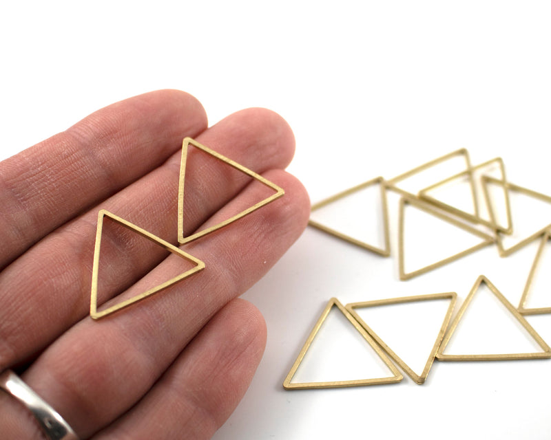 12 x Raw Brass Triangle Linking Rings, 24mm (C0574)