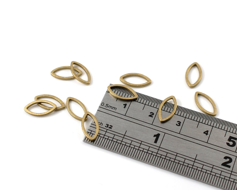 12 x Raw Brass Open Marquise Connectors, 12x6mm (C0300)