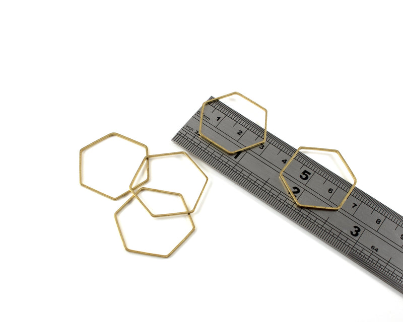 10 x Raw Brass Open Hexagon Connectors, 29c25mm (C0164)