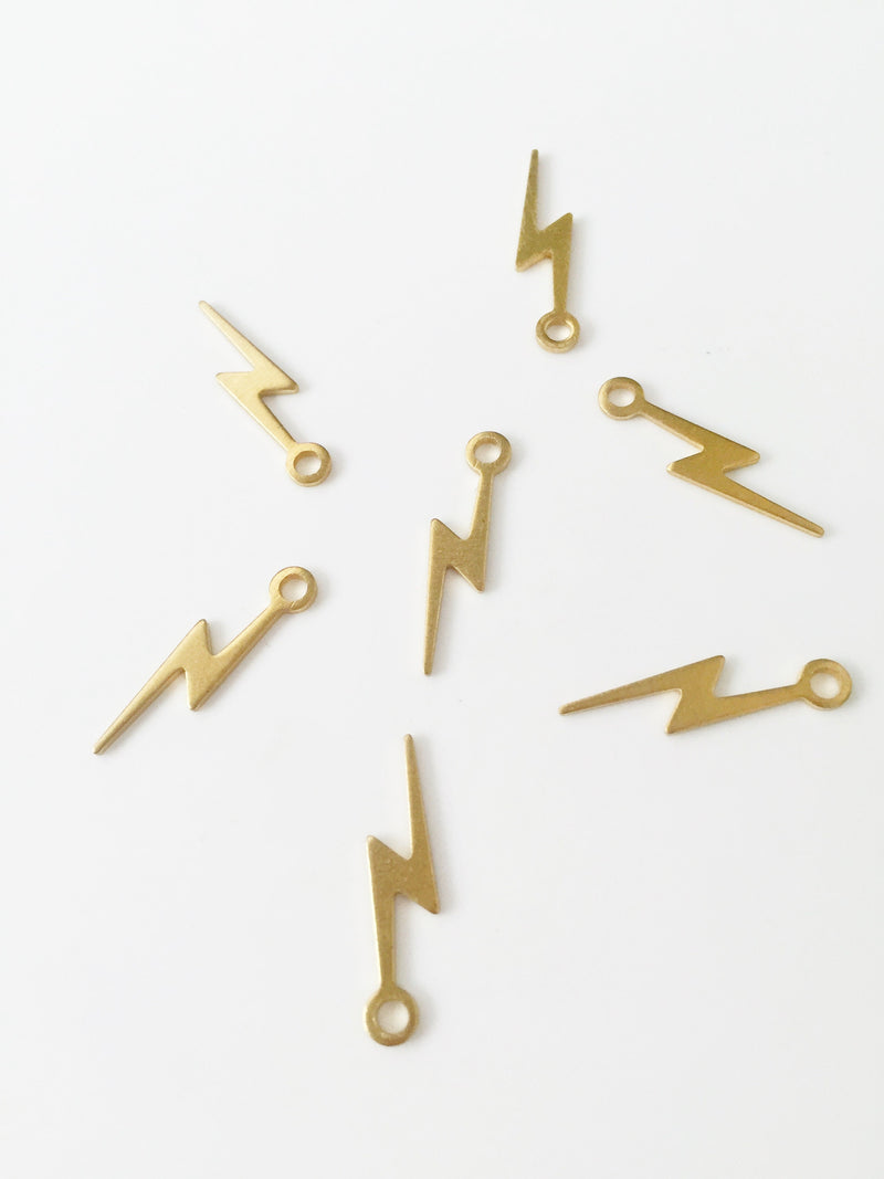 10 x Raw Brass Lightning Bolt Charms, 20x4.5mm (C0148)