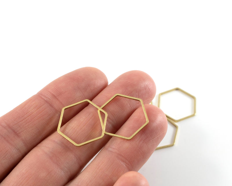 20 x Raw Brass Hexagon Connectors, 21x18mm (C0680)