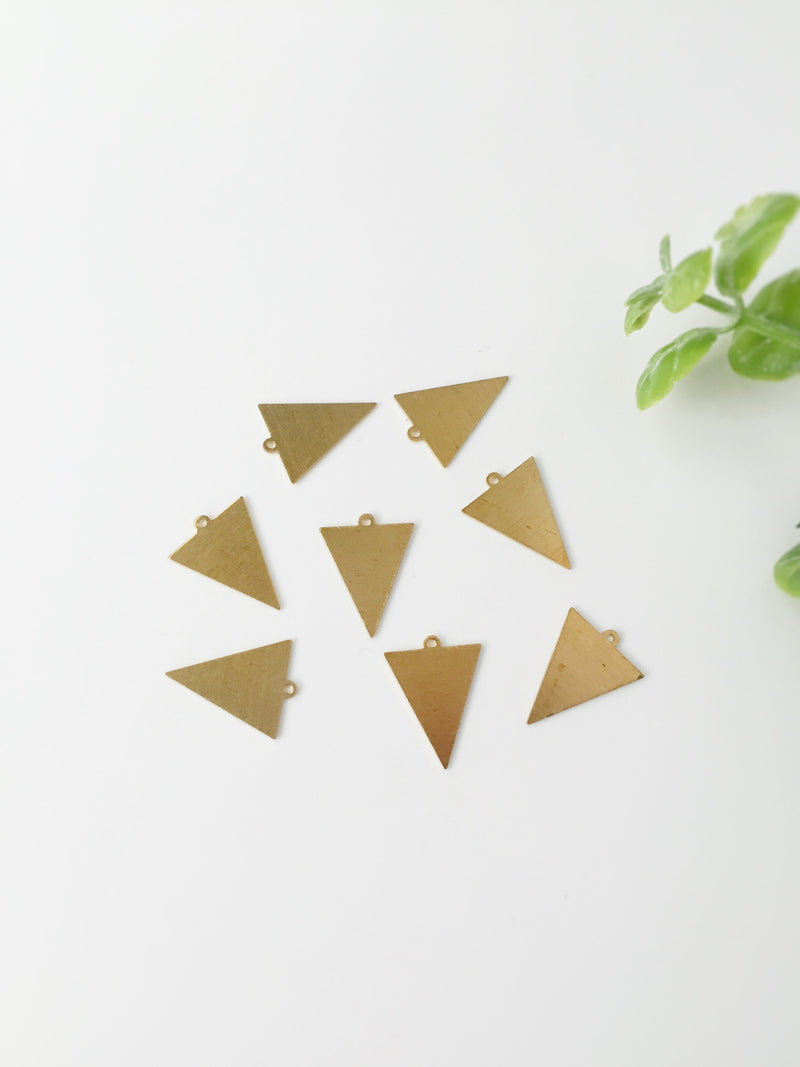 6 x Raw Brass Triangle Drop Charms, 17x13mm (C0139)