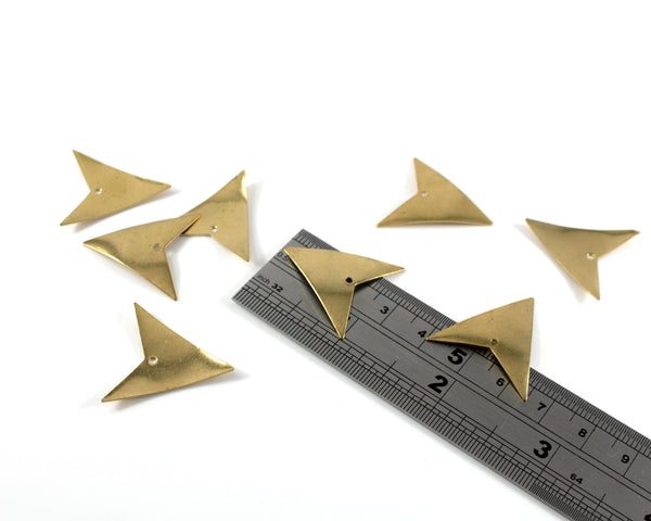 4 x Raw Brass Domed Triangle Charms, 25mm (C0133)