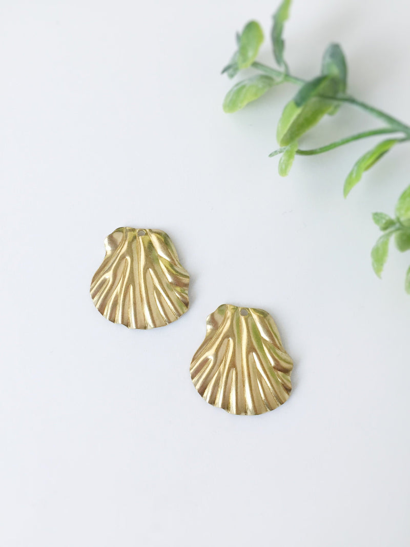 6 x Large Raw Brass Shell Charms, 23x22mm (C0037)