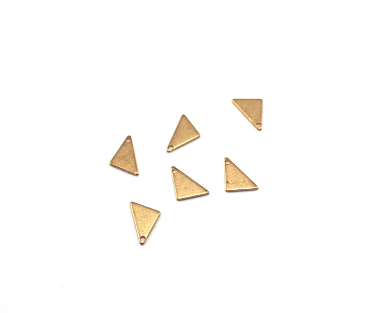 12 x Raw Brass Triangle Charms, 6x11mm (C0132)