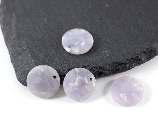 6 x Pearlescent Lilac Round Resin Charms, 17mm