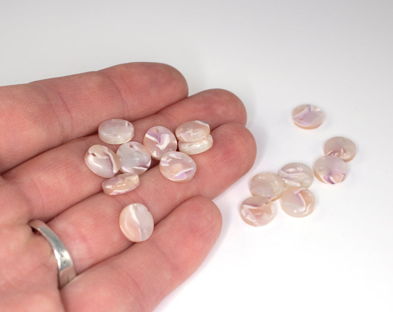 6 x Peach Blush Resin Charms, 10mm (C0574A)