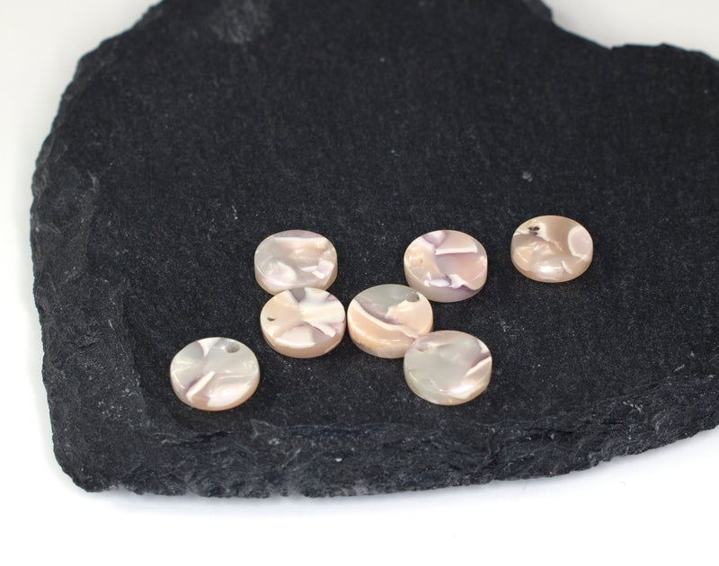 6 x Peach Blush Resin Charms, 10mm (C0574A)