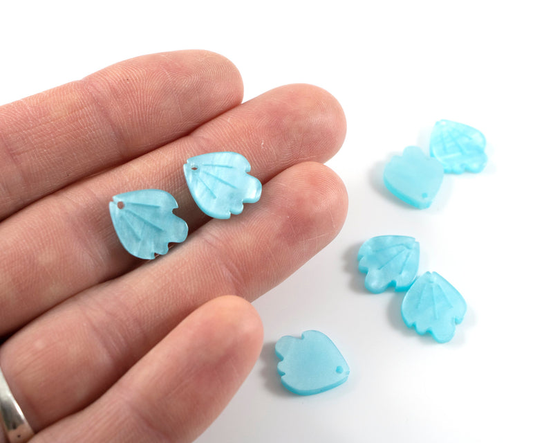 8 x Light Blue Petal Charms, 15x13mm (C0585)