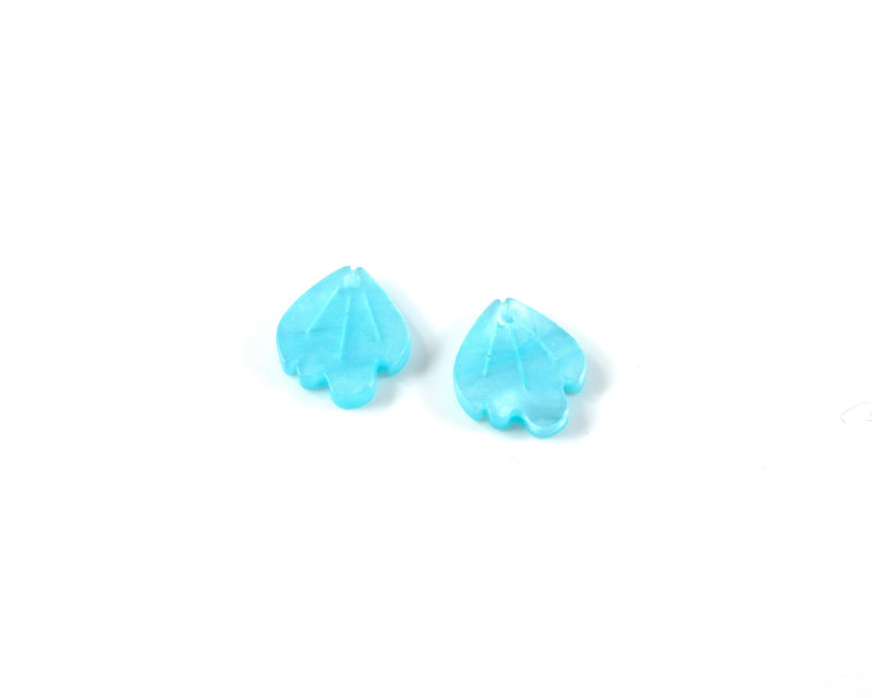 8 x Light Blue Petal Charms, 15x13mm (C0585)