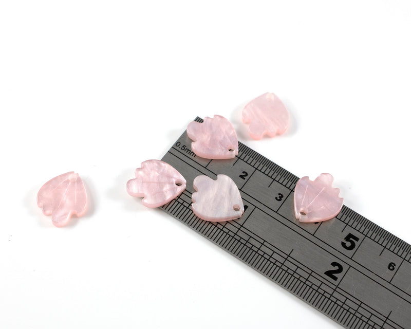 10 x Pink Cellulose Acetate Petal Charms, 15x13mm