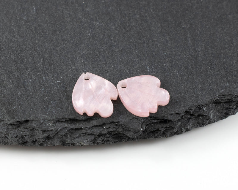 10 x Pink Cellulose Acetate Petal Charms, 15x13mm