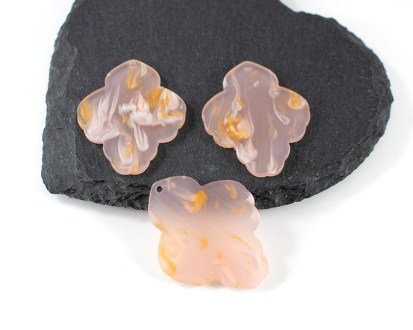 2 x Peach Blush Cellulose Acetate Resin Component, 39x31mm (C0600)