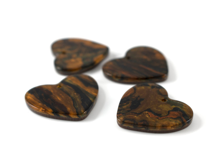 6 x Cellulose Acetate Heart Pendants, 22x25mm (C0601)