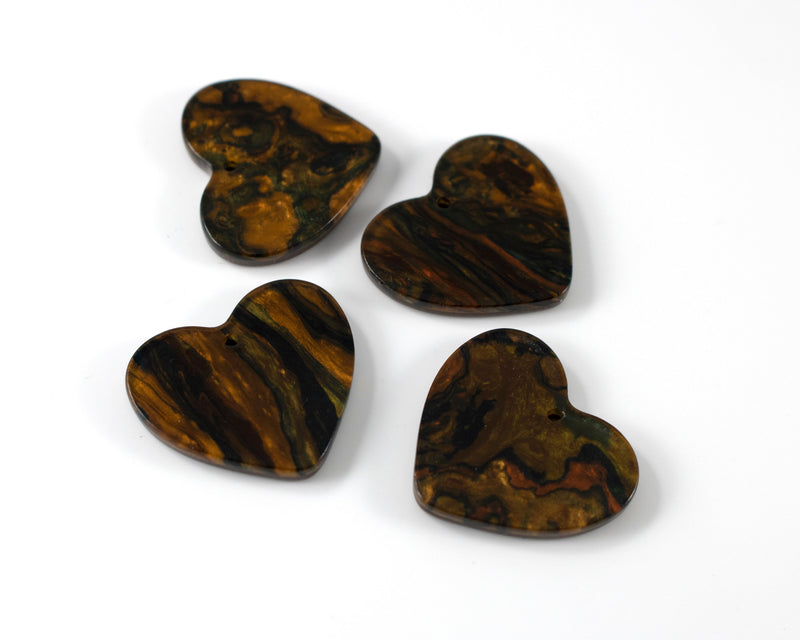 6 x Cellulose Acetate Heart Pendants, 22x25mm (C0601)