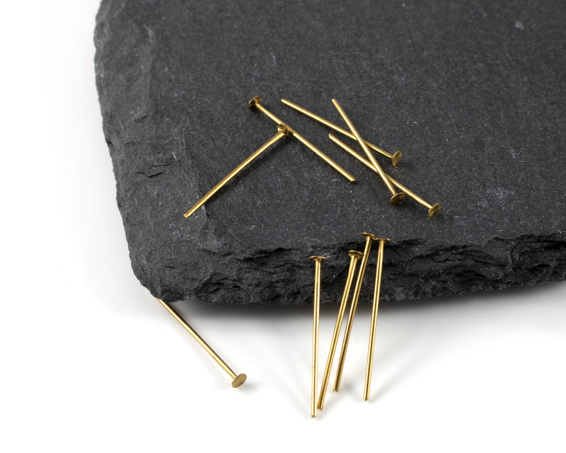 50 x Raw Brass Flat Head Pins, 20x0.7mm (C0713)