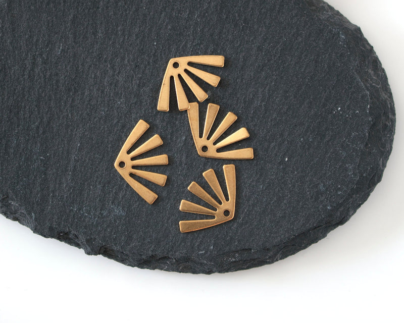 10 x Raw Brass Fan Charms, 20x12.5mm (C0065)