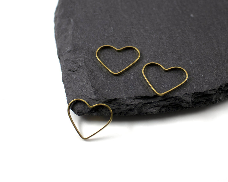 20 x Raw Brass Open Heart Connectors, 18x15mm (C0363)