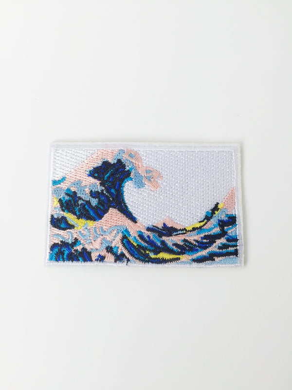 Sea Wave Iron-on Patch, Japanese Ocean Wave Embroidery, Kanagawa Wave Applique
