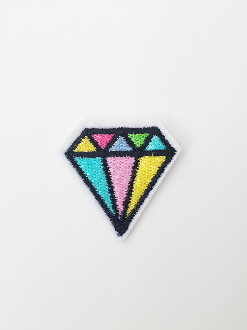 Rainbow Diamond Iron-on Patch, Diamond Embroidery Applique