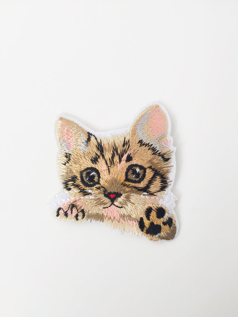 Kitten Iron-on Patch, Embroidered Cat Applique