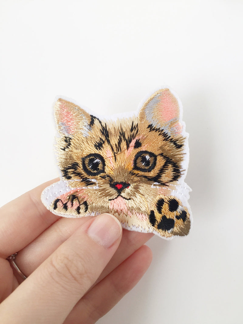 Kitten Iron-on Patch, Embroidered Cat Applique