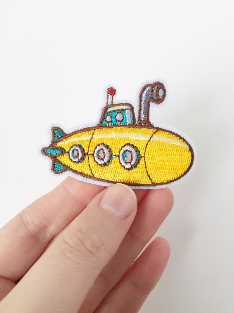 Yellow Submarine Iron-on Patch, Marine Applique