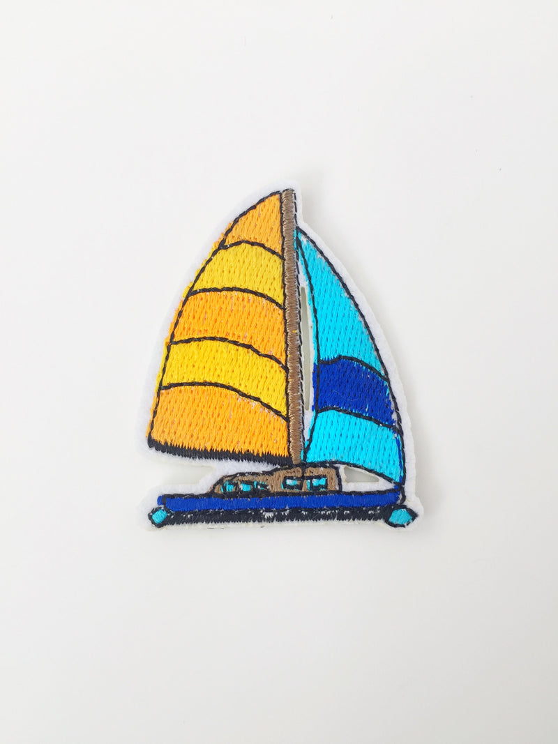 Sail Iron-on Patch, Embroidered Yacht Motif