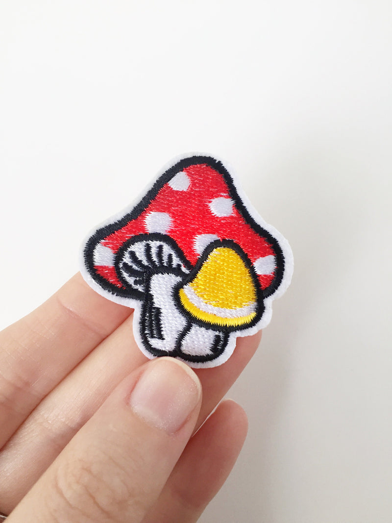 Mushroom Iron-on Patch, Fly Agaric Motif, Toadstool Applique