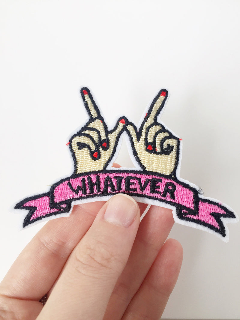 Whatever Iron-on Patch, Hands Gesture Motif, Sign Language Applique