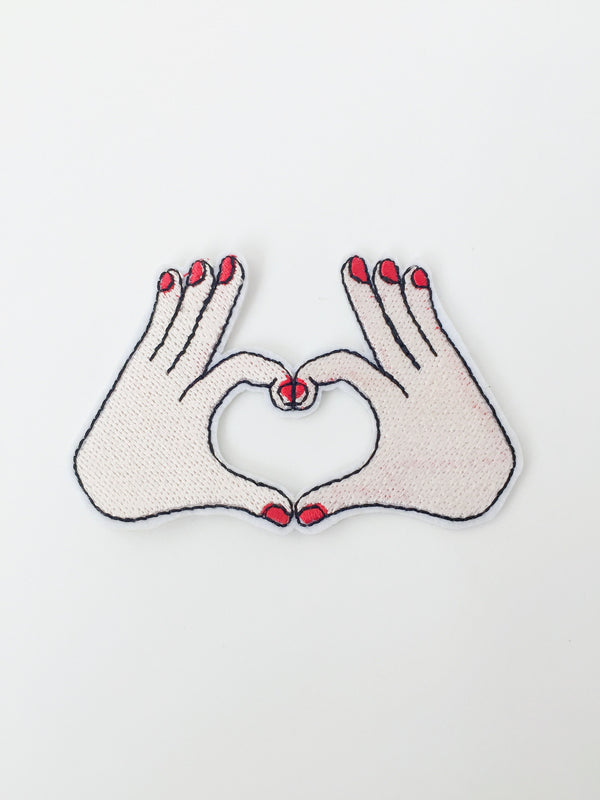 Hand Heart Gesture Iron-on Patch, Sign Language Applique