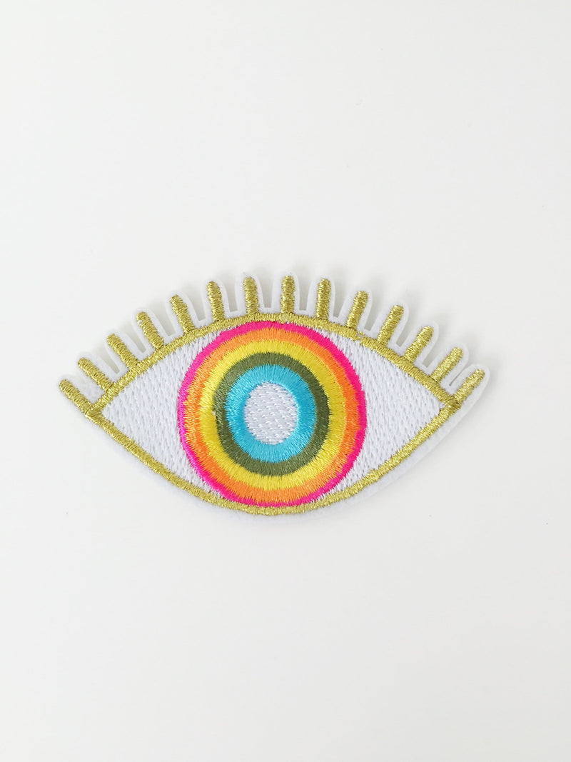 Rainbow Eye Iron-on Patch, Amulet Embroidery