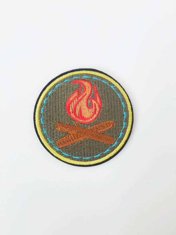 Camping Fire Iron-on Patch, Campfire Motif, Nature Applique