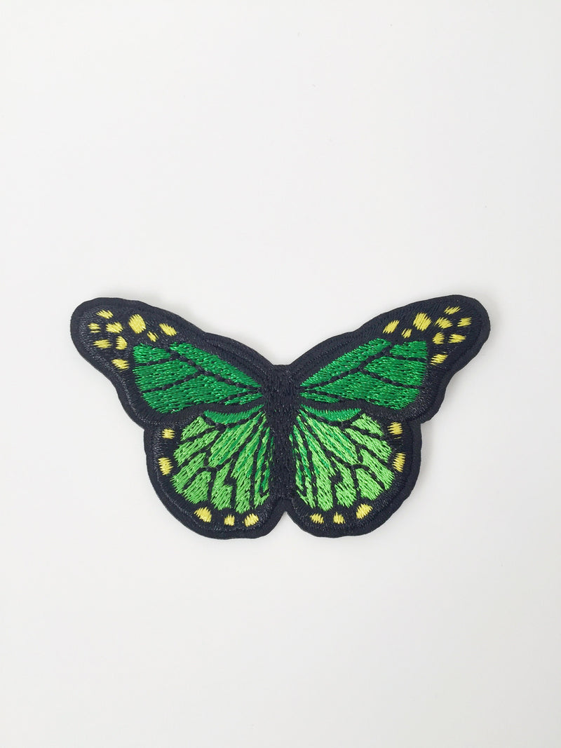 Green Butterfly Iron-on Patch, Embroidered Butterfly Badge