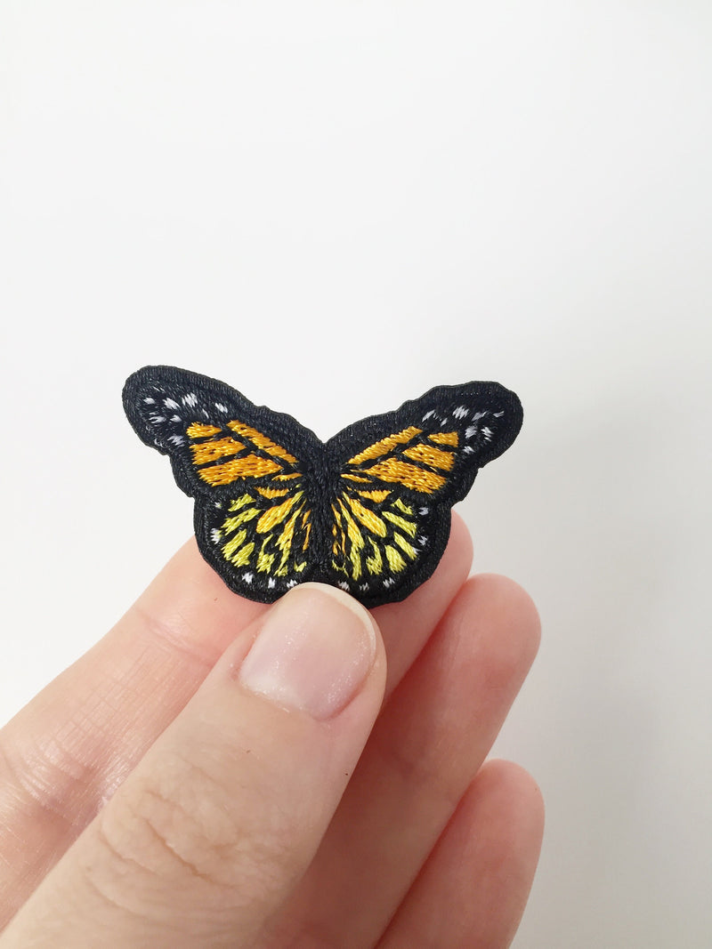 Small Yellow Butterfly Iron-on Patch, Embroidered Butterfly Badge