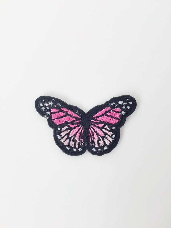 Small Pink Butterfly Iron-on Patch, Embroidered Butterfly Badge