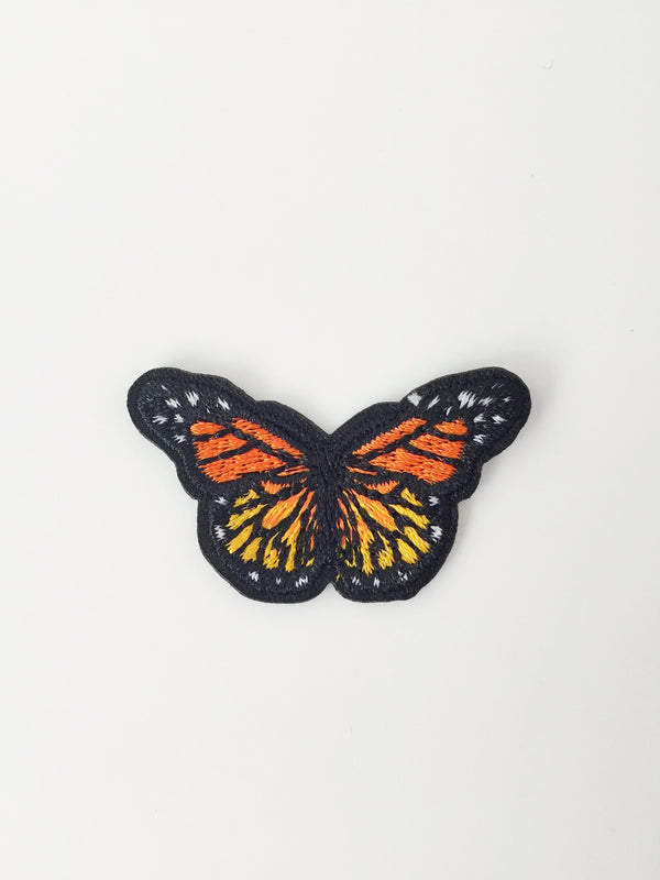 Small Orange Butterfly Iron-on Patch, Embroidered Butterfly Badge