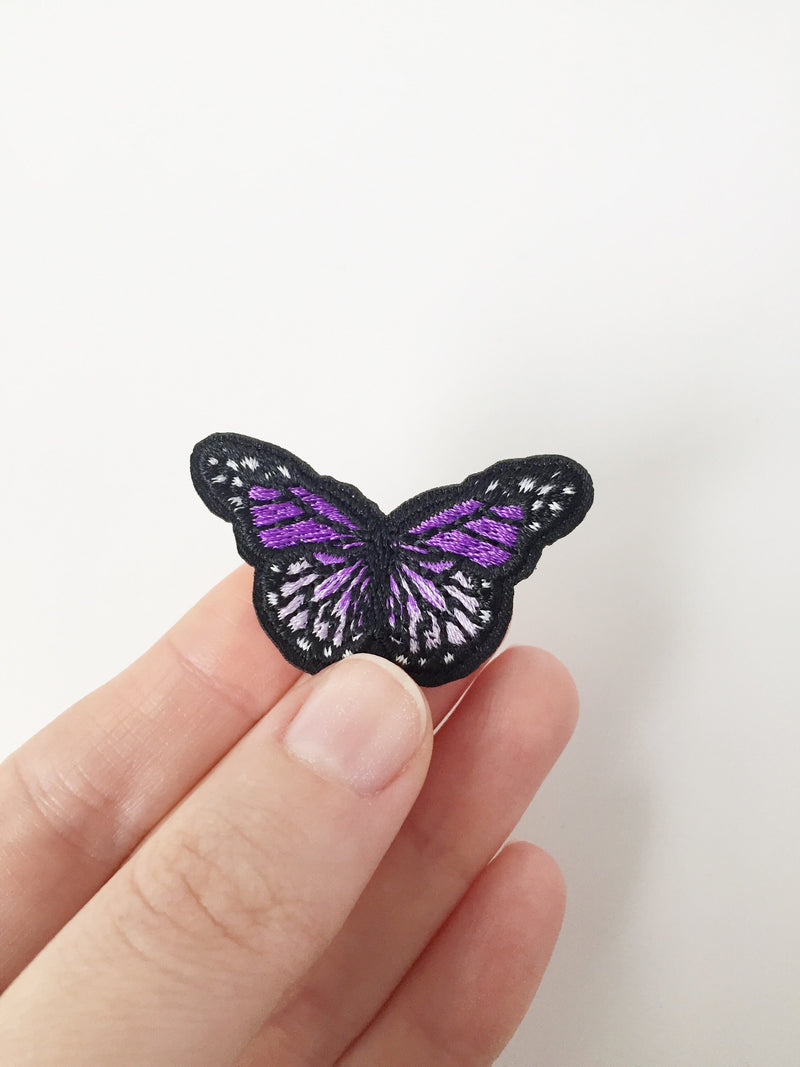 Small Purple Butterfly Iron-on Patch, Embroidered Butterfly Badge