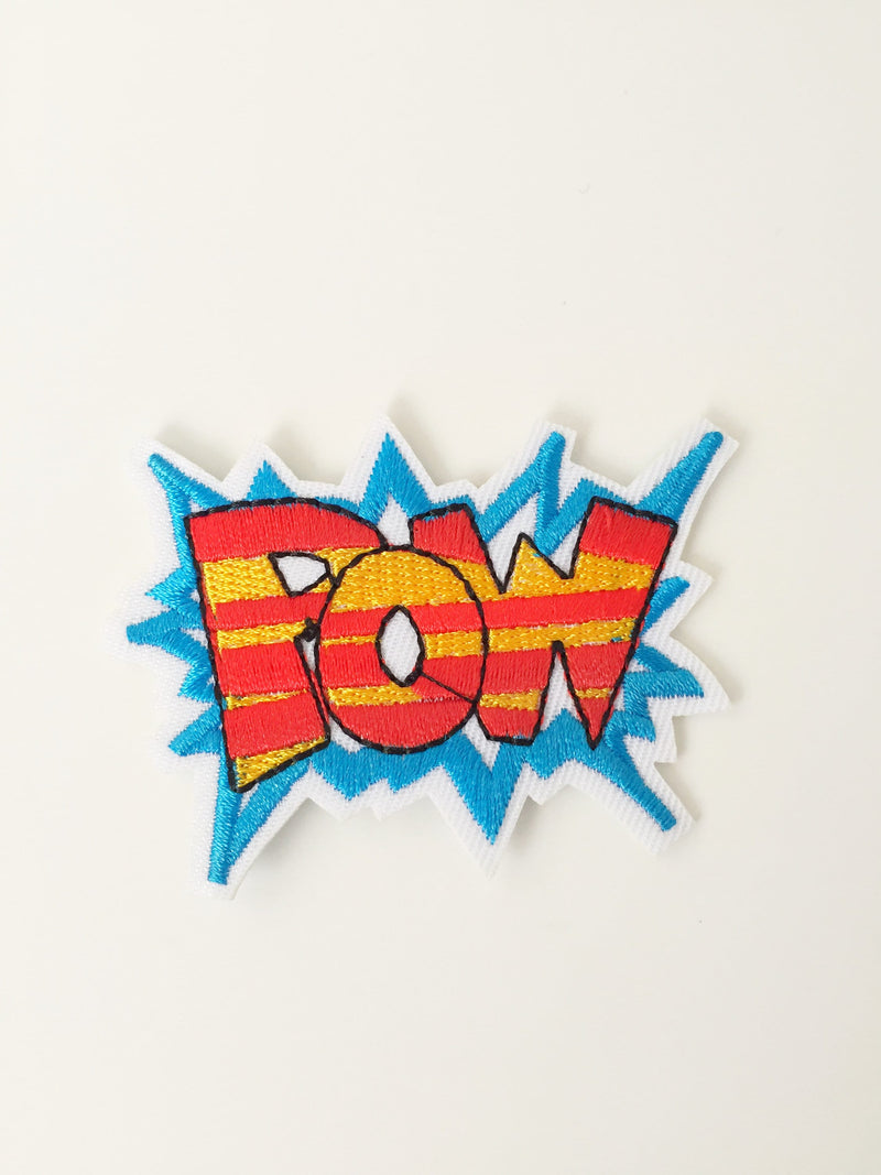 Pow Iron-on Patch, Super Hero Comic Book Motif