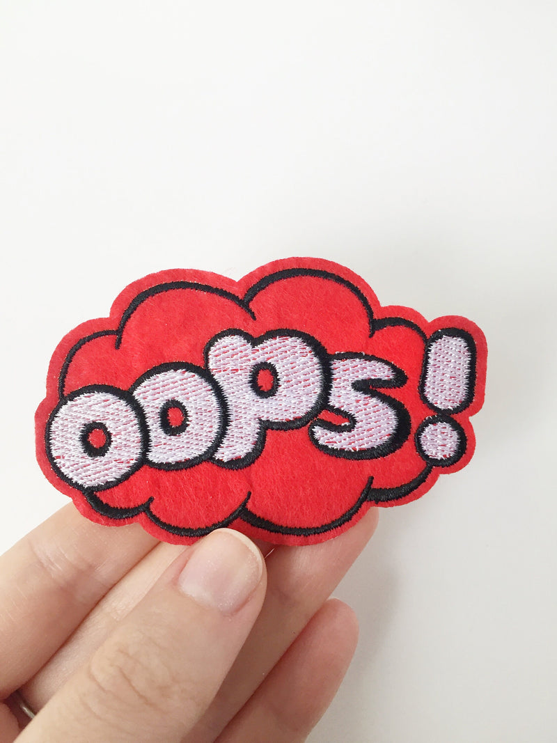 Oops Iron-on Patch, Pop Culture Fun Badge, Comic Book Motif