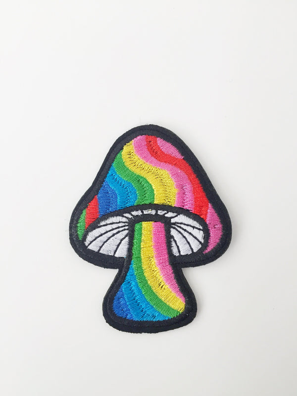 Rainbow Mushroom Iron-on Patch, Toadstool Badge