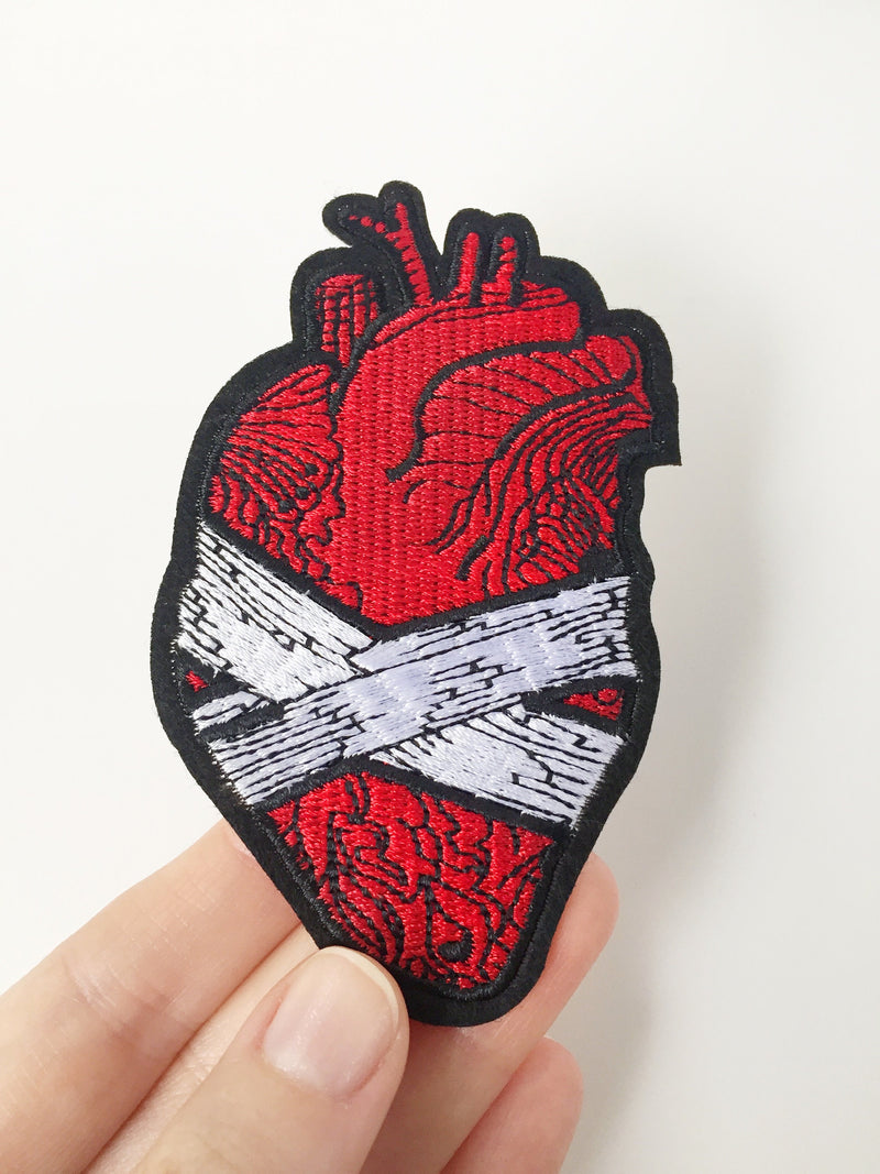 Broken Heart Iron-on Patch, Lifelike Heart Applique