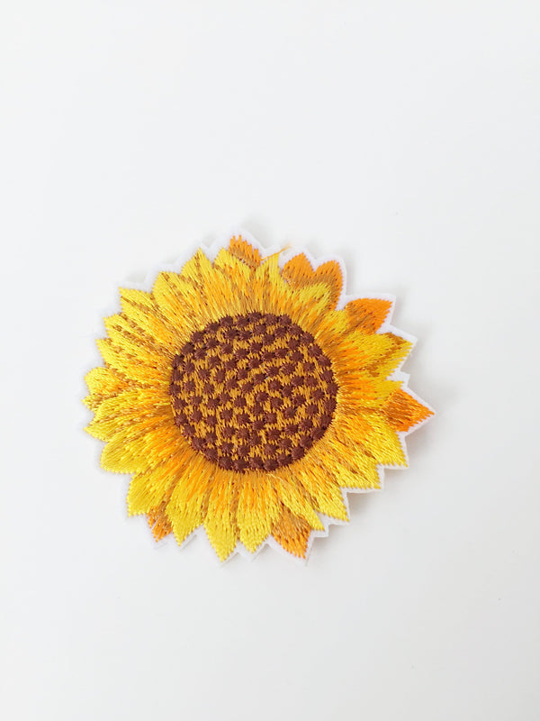 Sunflower Iron-on Patch, Embroidered Flower Applique