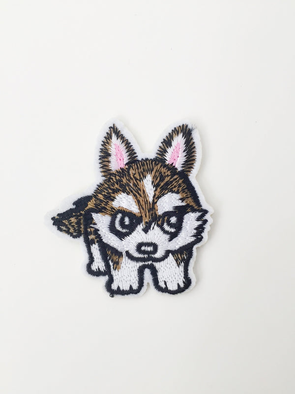 Husky Iron-on Patch, Embroidered Husky Pup Motif