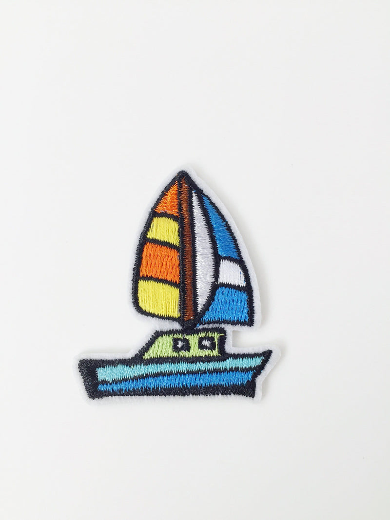 Sail Iron-on Patch, Embroidered Yacht Applique, Boat Iron On Embroidery