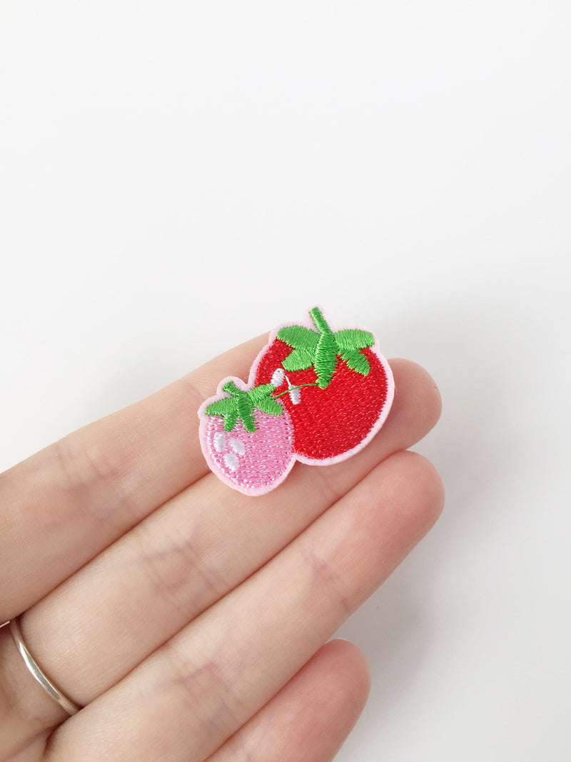 Mini Berries Iron-on Patch, Embroidered Strawberry Applique