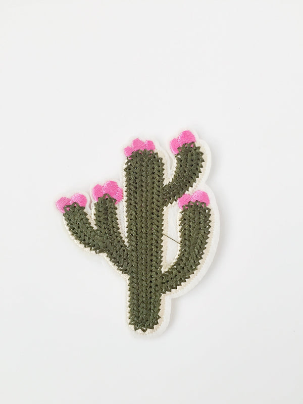 Blooming Cactus Iron-on Patch, Flowering Cactus Embroidery